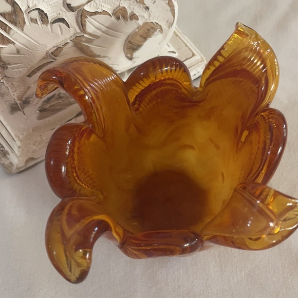 Murano Orange Italian Vase - Picture 3 of 8